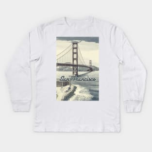 San Francisco Golden Gate Bridge ✪ Vintage style poster Kids Long Sleeve T-Shirt